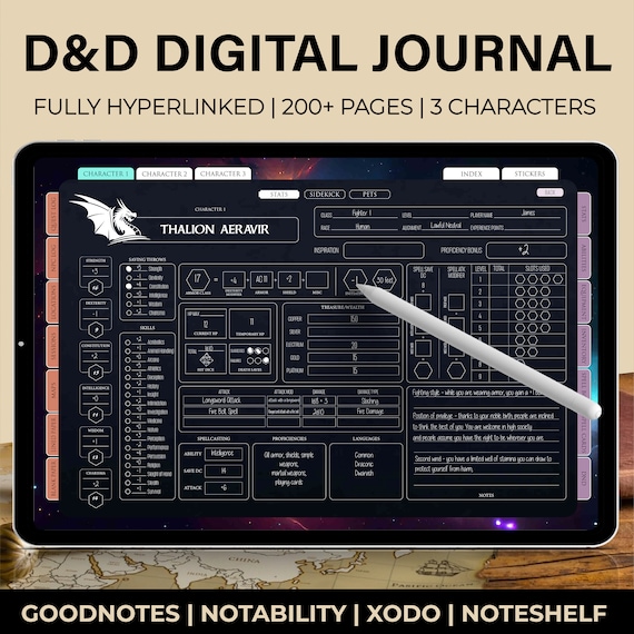 DND Digital Journal | DND Journal for Tablet | Goodnotes DND Journal | Campaign and Session Tracker | Character Sheet | DnD Digital Notebook