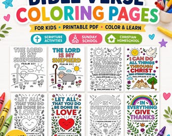 Bible Verse Coloring Pages for Kids, Christian Scripture Activities, Sunday School Printable Worksheets