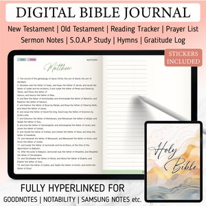 Digital Bible Journal for Goodnotes: Study Templates, Gratitude Log (PDF)