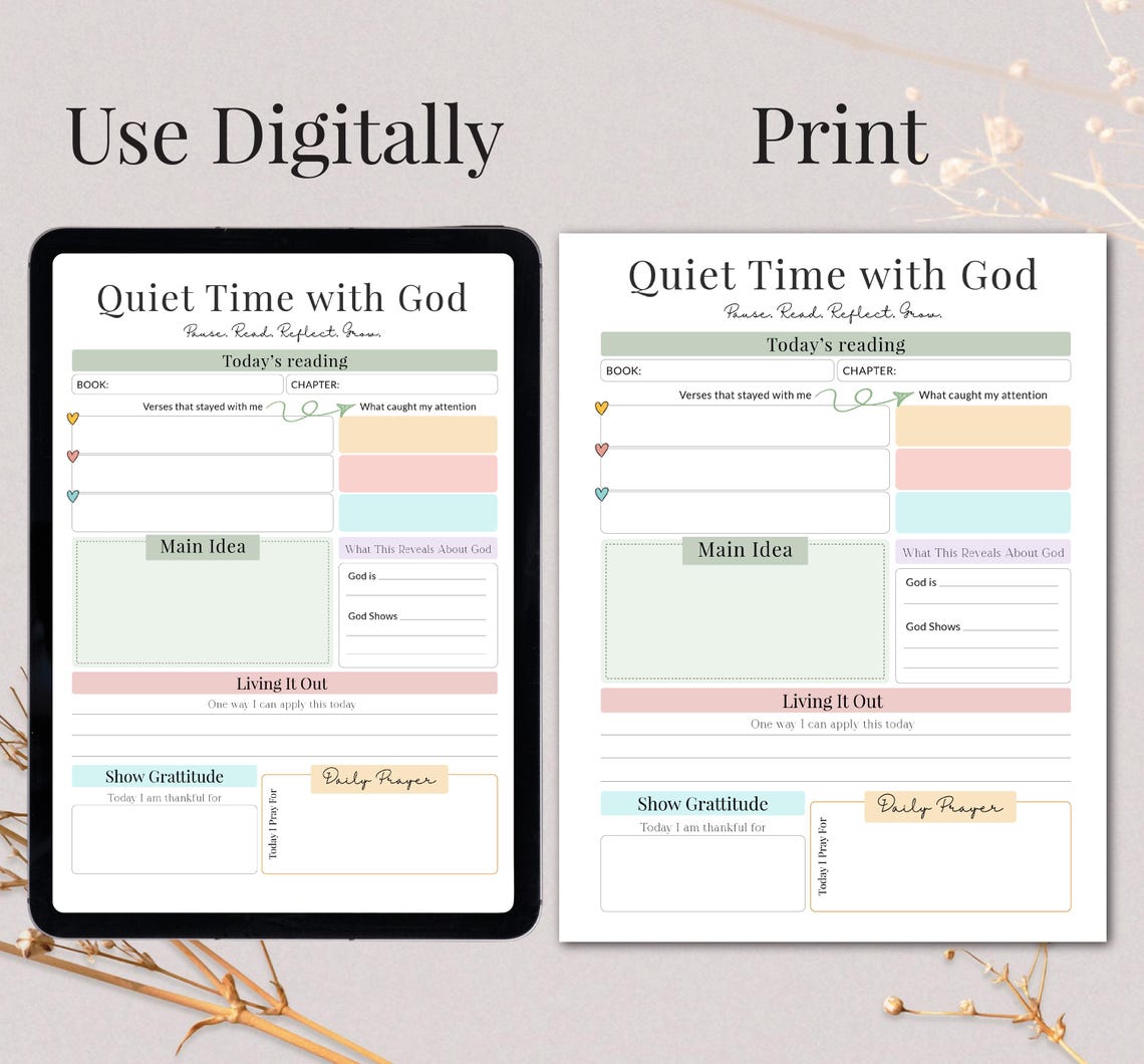 Bible Study Printable, Quiet Time With God Worksheet, Christian ...