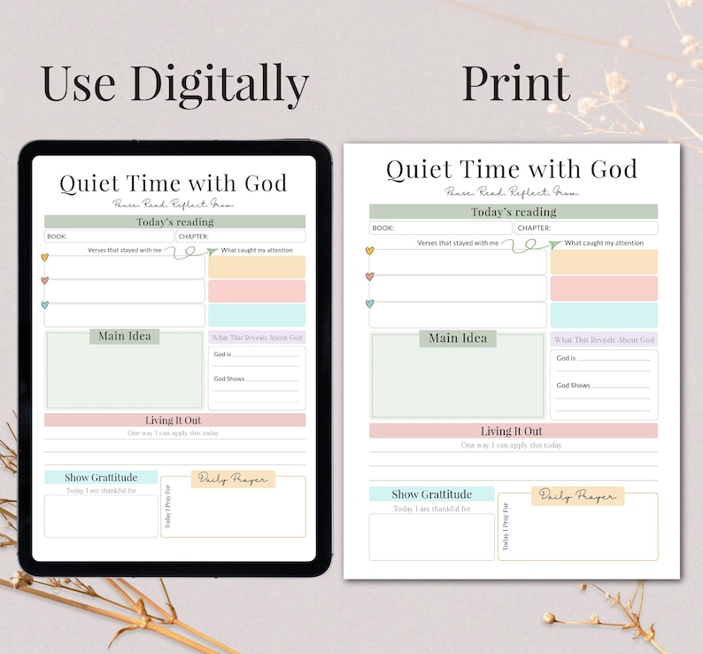 Bible Study Printable, Quiet Time With God Worksheet, Christian ...