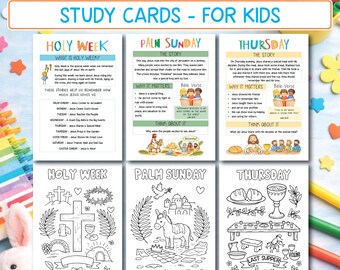 Holy Week Easter Study Cards for Kids Printable PDF for Christian Homeschooling