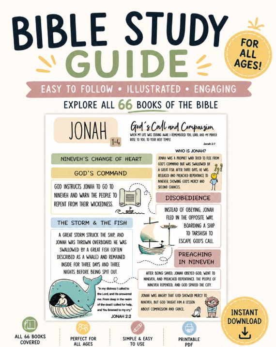 Bible Study Guide Printable Template, Goodnotes Bible Journal, Illustrated Bible Verse Mapping, Scripture Study Book, Bible Summary