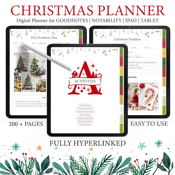 Christmas Planner for Goodnotes | Digital Christmas Planner for Ipad, Tablet | Christmas Budget | Gift Tracker | Holiday Planner