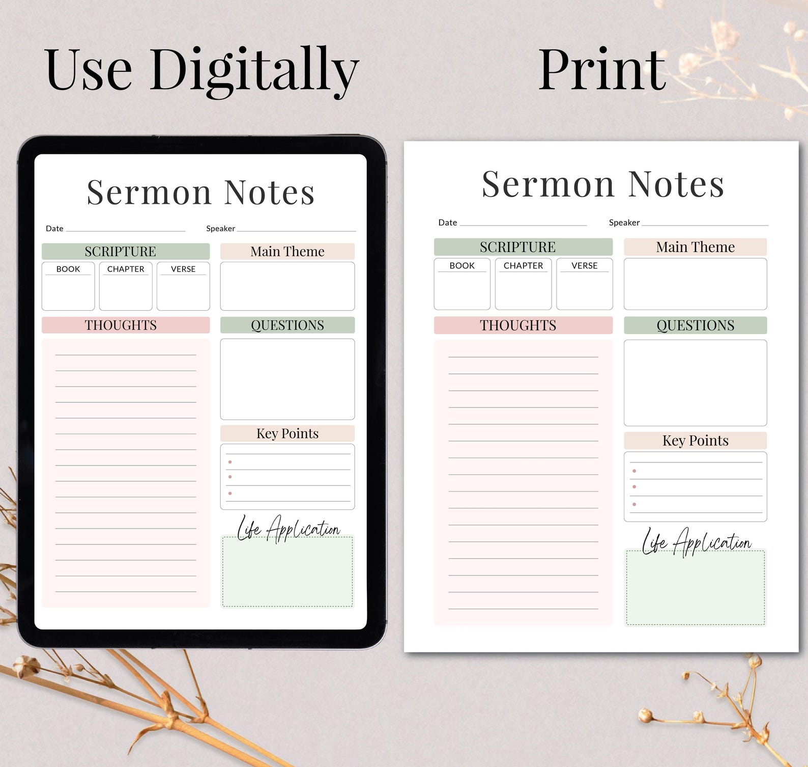 Sermon Notes Printable, Bible Study Church Service Note Taking - Etsy