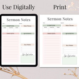 Sermon Notes Printable, Bible Study Church Service Note Taking image 3