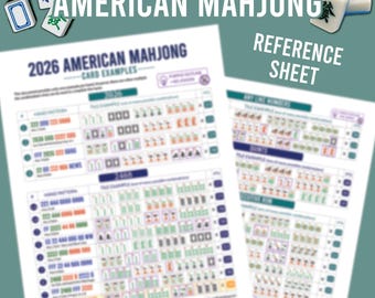 2026 Mahjong Card Examples Helping Sheet for Beginner Mahjong Players
