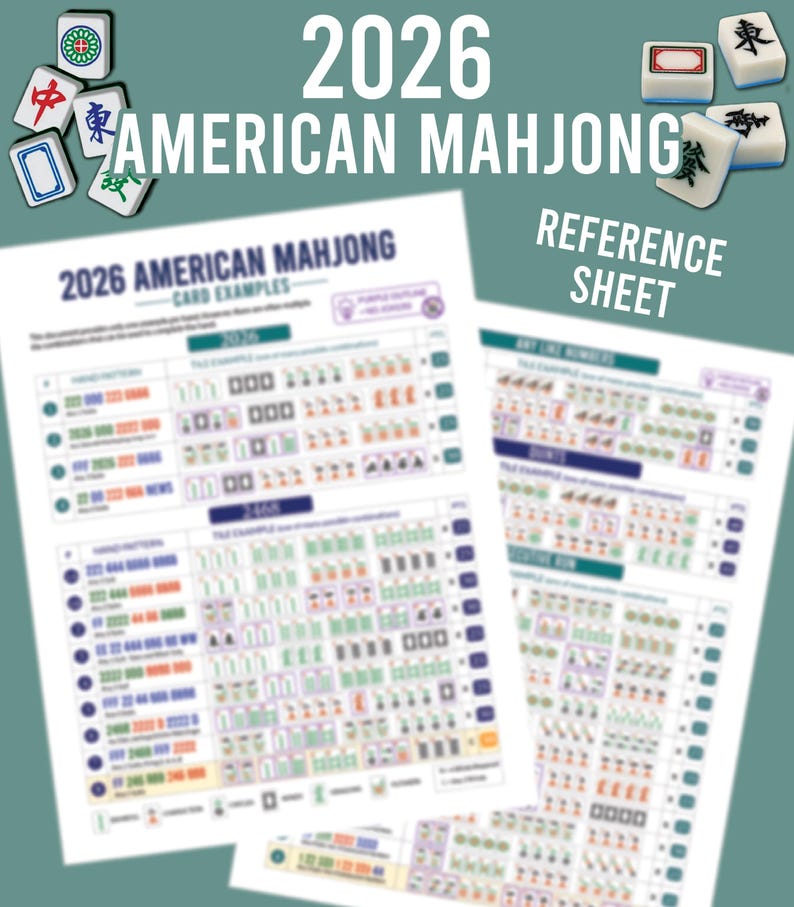 Hulppagina met voorbeelden van Mahjong-kaarten uit 2026 voor beginnende Mahjong-spelers afbeelding 1