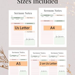 Sermon Notes Printable, Bible Study Church Service Note Taking image 2