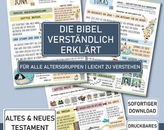 Bibelstudium Arbeitsblätter, Kommuniongeschenk, Illustrierte Bibelverse, Bibelstudienheft, Zusammenfassung der Bibel