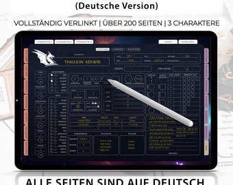 DND Digitale agenda | Niet storen Tafelblad voor tablet | Goodnotes Niet storen Tagebuch | Karakterbogen | Digitale DnD-berichten | Sitzungsverfolger