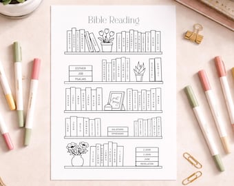 Bible Reading Tracker Coloring Book Shelves
