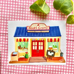 5.5 x 4.2 in Nook’s Cranny-Inspired Illustration Art Print | Inspired by Peaceful and Cute Island Life Sim Games