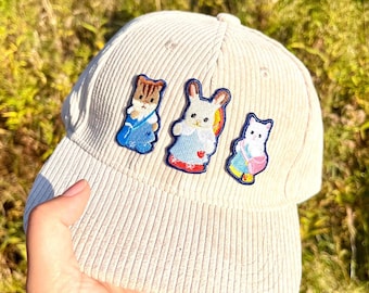 Calico Critters-inspired Baseball Cap - Beige Corduroy Adjustable Dad Hat
