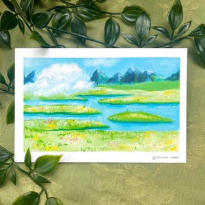 6 x 4 po. - Impression d'art de films d'anime nostalgiques - Carte postale secrète, fleurs, champ, jardin, paysage