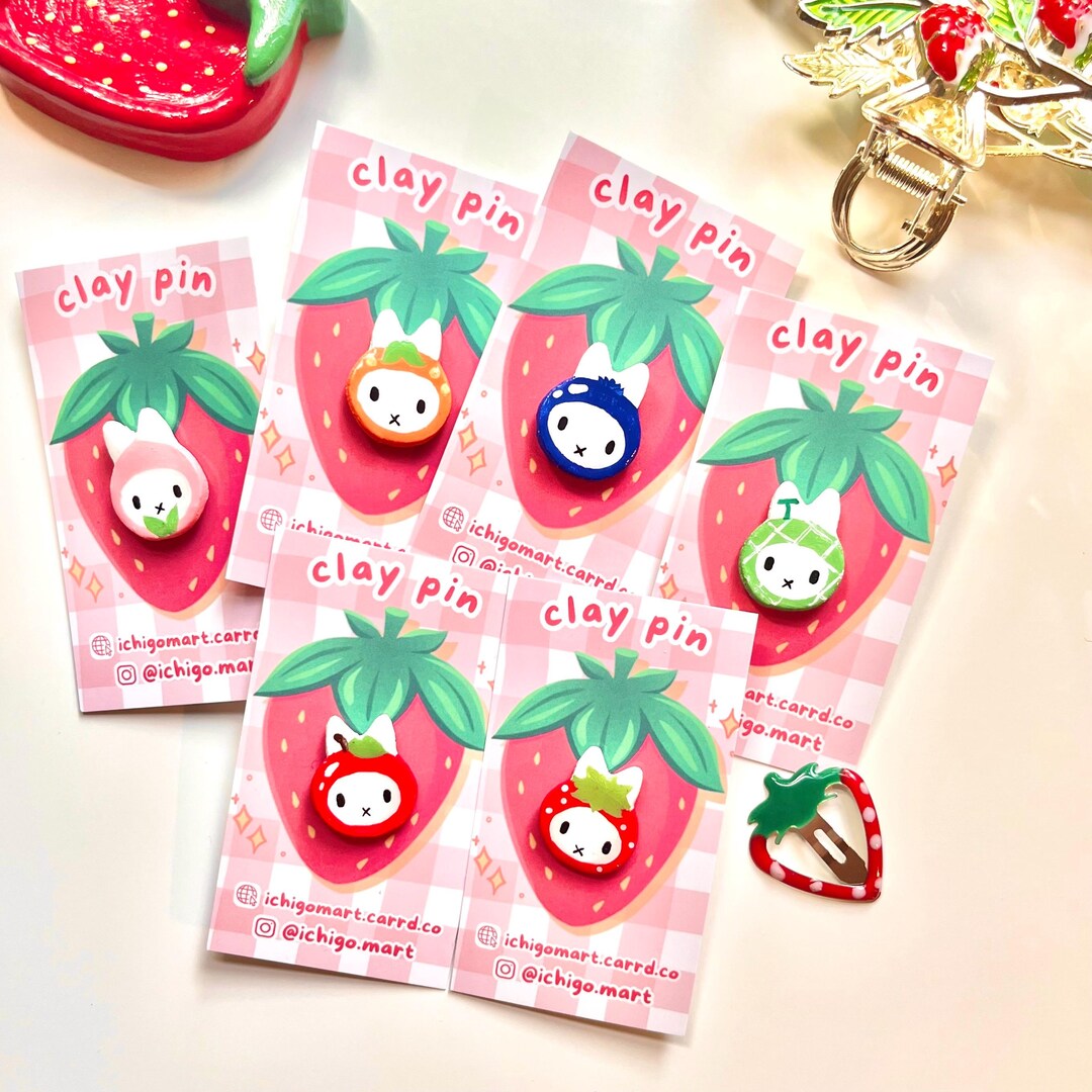 Adorable Bunny Rabbit Fruit Pins Series Clay Pins, Accessories, and ...