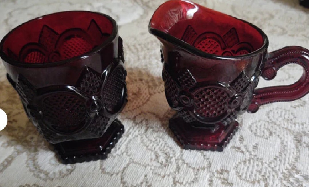 Avon Ruby Red 1876 Cape Cod Collection Sugar and Creamer Set - Etsy