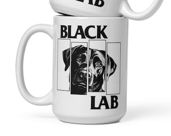 Black Flag = Black Lab | Dog Pun | Gift for Dog Moms and Dads | White glossy mug 15oz