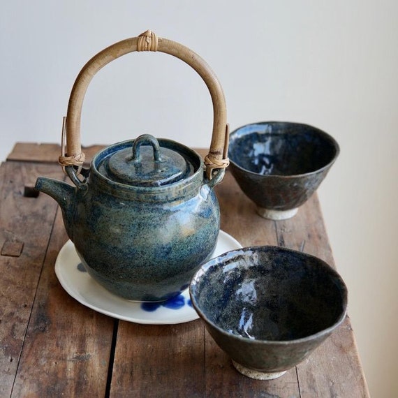 急須 陶器製 陶器製急須と蓋つき椀セット