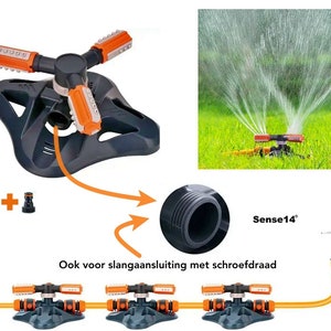 Sense14 Garden Sprinkler - 360 Rotating Lawn Irrigation System - Oscillating Sprinkler - Circular Sprinkler - Series connected function