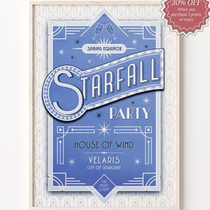 Starfall Party ACOTAR Night Court house of Wind Printable Digital Print Poster bookish Wall Art Decor