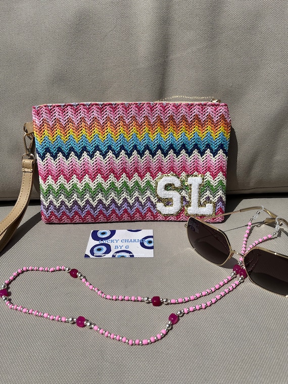 Personalised beach clutch bag deals