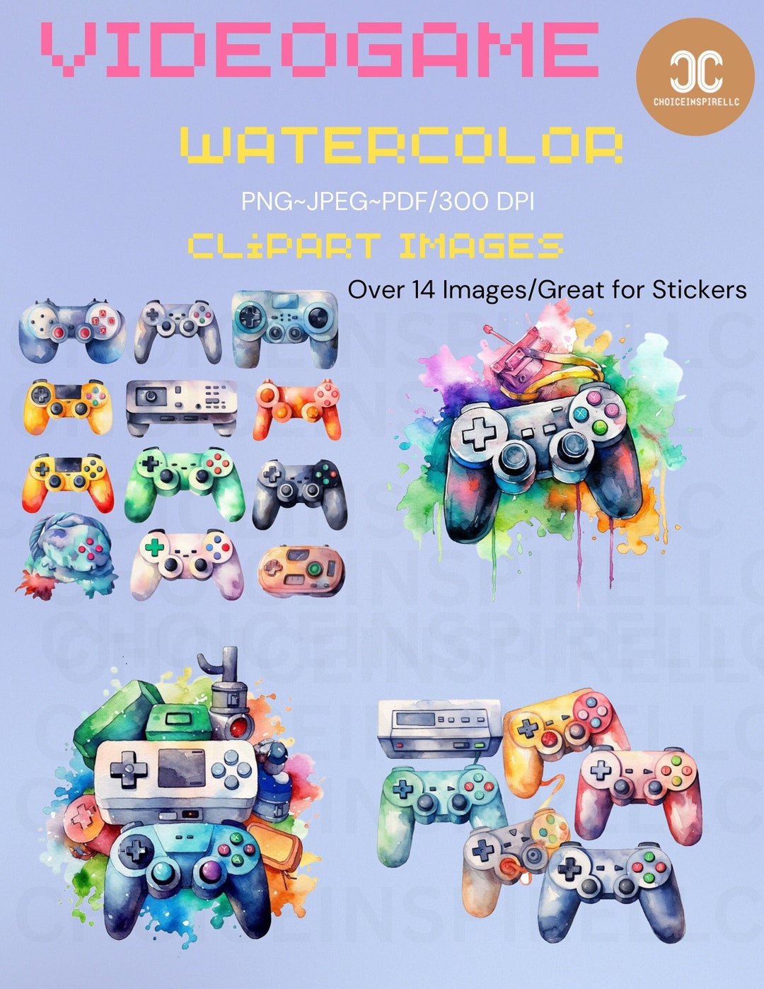 Watercolor Video Game Clipart Pngkids Png Craft Supplies Png Game