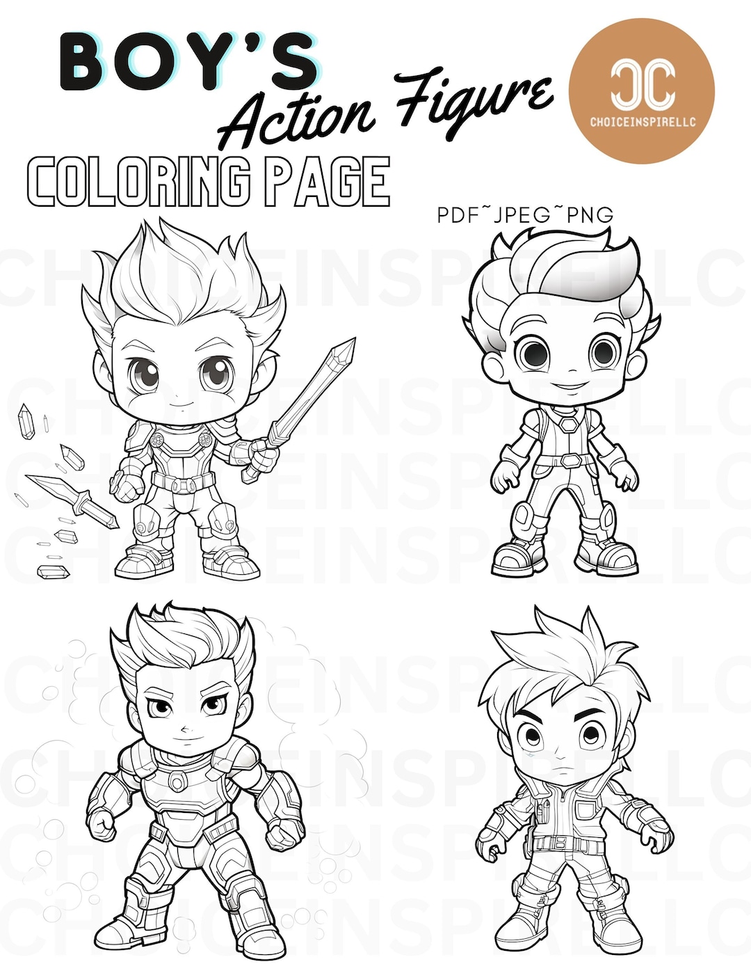 Boy Action Figures Coloring Page - Il 1080xN.5000249957 Is8s 