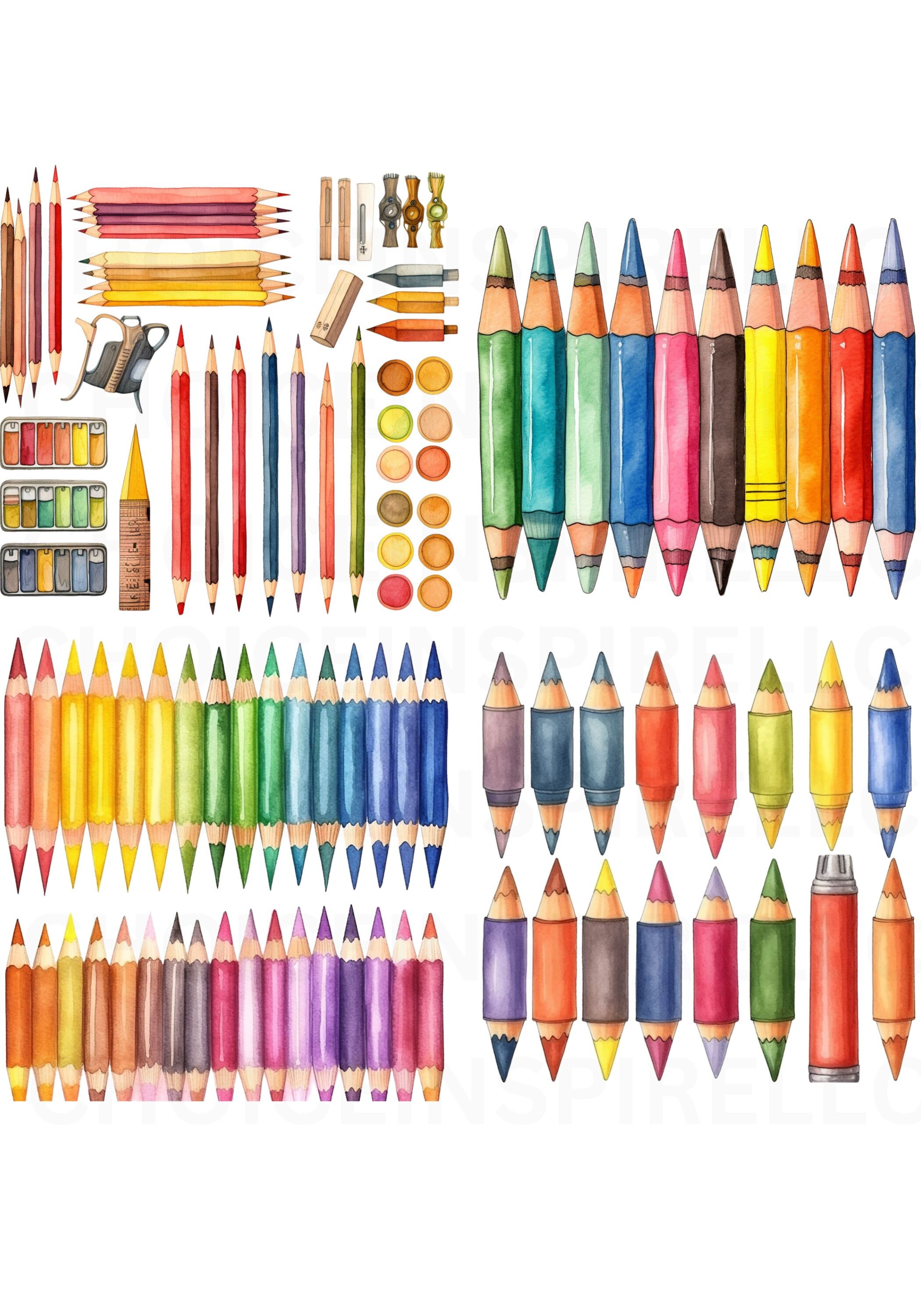 Watercolor Crayons Clipart Png School Supplies Pngbirthday Party Png