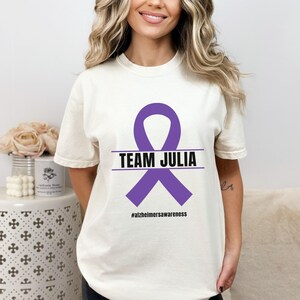 Camiseta personalizada para la concientización sobre el Alzheimer, camiseta personalizada para la caminata sobre el Alzheimer, camiseta con lazo morado para el apoyo familiar