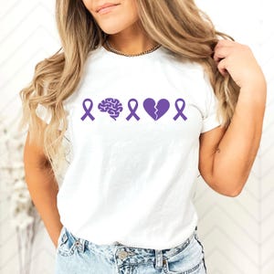 Maglietta per la consapevolezza dell&#39;Alzheimer, maglietta viola per l&#39;Alzheimer, regalo con nastro viola per il supporto all&#39;Alzheimer, maglietta per il supporto alla famiglia con demenza