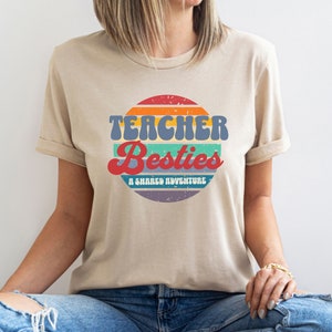 Teacher Bestie Shirt,Retro Teacher Matching Shirts,Teacher Coworker Shirt,Teaching Parter Gift,Teacher Best Friend,Gift for Teacher T-Shirt