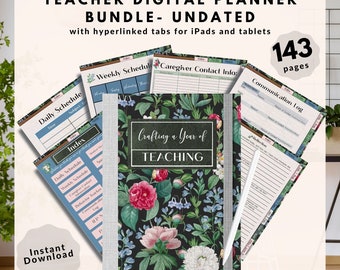 Digital Teacher Planner UNDATED Bundle, Lesson Planner, Academic Planner, Organizing Homeschool Planner, Goodnotes Notability iPad Planning