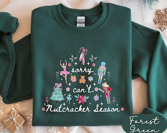 Felpa "Mi dispiace, non posso" con tema "Stagione dello Schiaccianoci", regalo per la mamma con maglione preppy "Schiaccianoci", maglietta natalizia "Coquette Doodle", camicie "Fata Confetto"