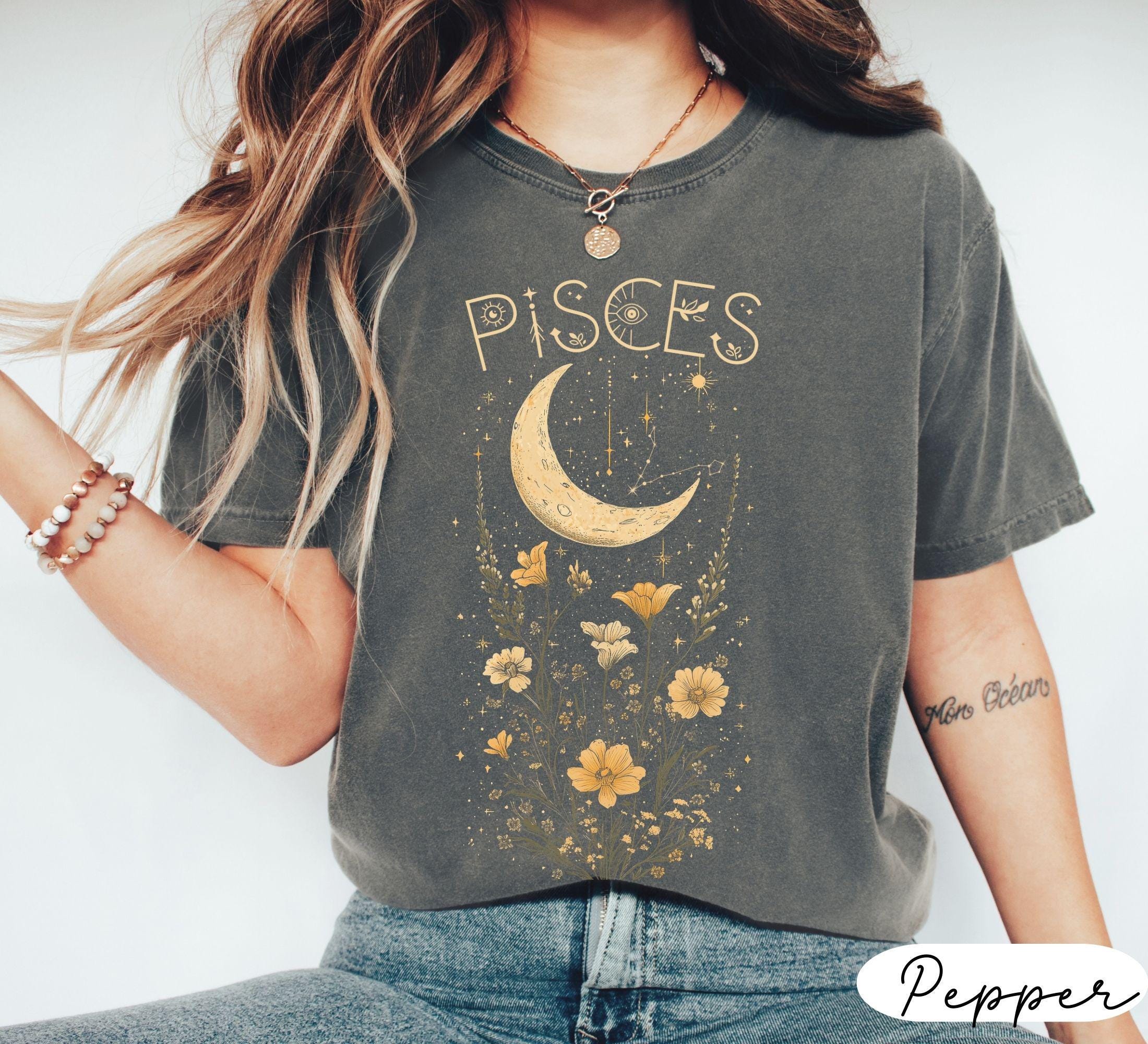★ PISCESS★ Vintage Summer T-Shirt Charcoal 5006091562 Vintage Pisces Shirt - Etsy