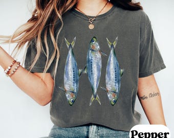 Comfort Colors 1717  Vintage Sardines Fish Shirt, Fisherman Aesthetic Gift,Retro Fisher T-Shirt,Sardine Tshirt,Trendy Travel Tee Ocean Gifts