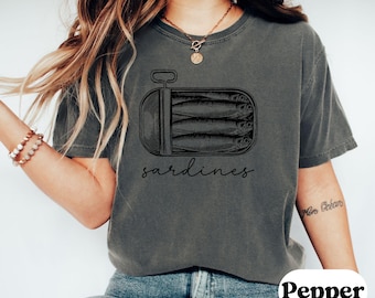 Comfort Colors 1717  Vintage Sardines Fish Shirt, Fisherman Aesthetic Gift,Retro Fisher T-Shirt,Sardine Tshirt,Trendy Travel Tee Ocean Gifts