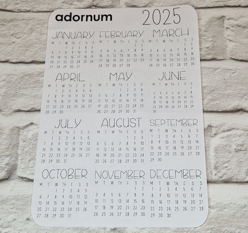 2025 Calendar Month Grid Stickers str Monthly Bullet Journal Planner