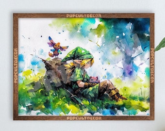 Popolare gioco Legend Adventure - Acquerello Chibi Simpatico poster JRPG Cameretta per bambini, decorazione murale Arte regalo Tessuto Carta Stampa arazzo Tela