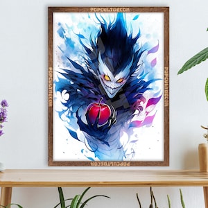 Beliebtes Anime Detektiv Tagebuch Shinigami - Aquarell Wand dekor Kunstdruck Geschenk Stoff, Tapisserie, Kinderzimmer, Schlafzimmer, waifu otaku