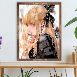 Beliebtes Anime Detektiv Tagebuch Shinigami - Aquarell Wand dekor Kunstdruck Geschenk Stoff, Tapisserie, Kinderzimmer, Schlafzimmer, waifu otaku