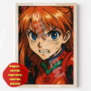 Anime Girl Poster Mecha Pilot - Vintage Bold Lines Wandbehang, Otaku Geschenk, Stoff