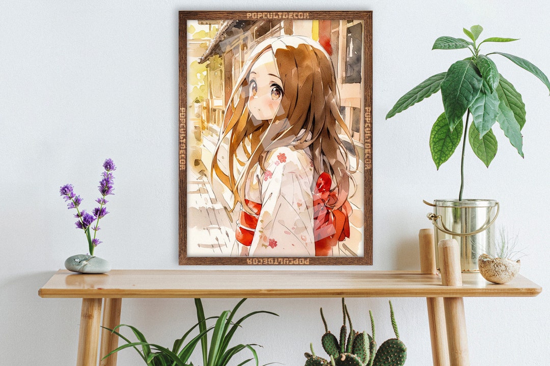 Popular Anime Teasing Girl - Watercolor Moe Cute Poster, Wall Decor ...