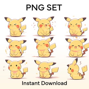 Plik PNG - Uroczy zestaw reakcji Moe Yellow Monster Emotion - Plik do druku, naklejka, koszulka, natychmiastowe pobranie pliku cyfrowego
