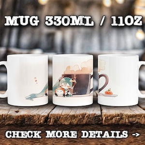 Popular Anime Virtual Singer Idol Mug, Glossy Coffee Cup, Anime fan, 11oz 330ml, Japanese Art Style, waifu otaku, moe kawaii, chibi reaction