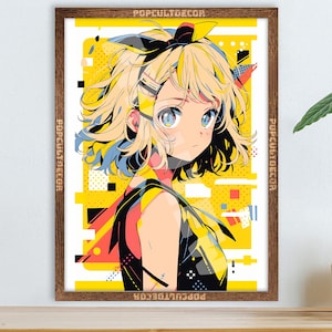 Popular Virtual Idol Anime Girl Poster - Watercolor, Waifu Otaku Gift Fabric, tapestry Canvas, pop art print, vocal, retro oldschool metal