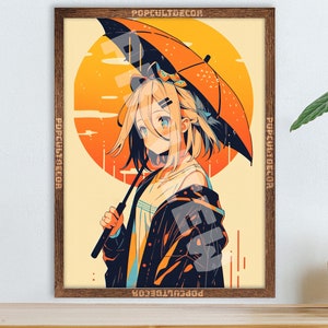 Popular Virtual Idol Anime Girl Poster - Watercolor, Waifu Otaku Gift Fabric, tapestry Canvas, pop art print, vocal, retro oldschool metal