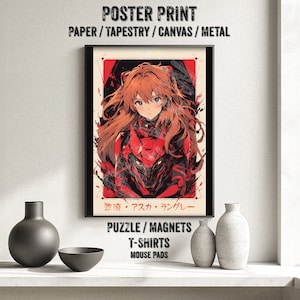 Popular Mecha Anime Pilot Girl Poster - Watercolor, Robot, Waifu Otaku Gift Fabric, tapestry Canvas, pop art print, retro oldschool metal
