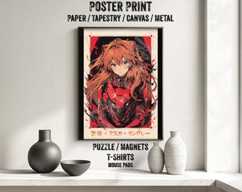 Popular Mecha Anime Pilot Girl Poster - Watercolor, Robot, Waifu Otaku Gift Fabric, tapestry Canvas, pop art print, retro oldschool metal