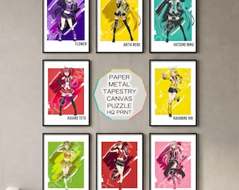 Vocaloid 8 Poster Set, Miku Wall Art Bundle, Anime Fan, Art Print, Manga Gift, Gumi, Meiko, Luka, Rin, Neru, Teto